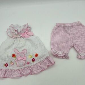 Jessica Ann Baby Girl Bunny Dress And Pants Set 3-6 Months